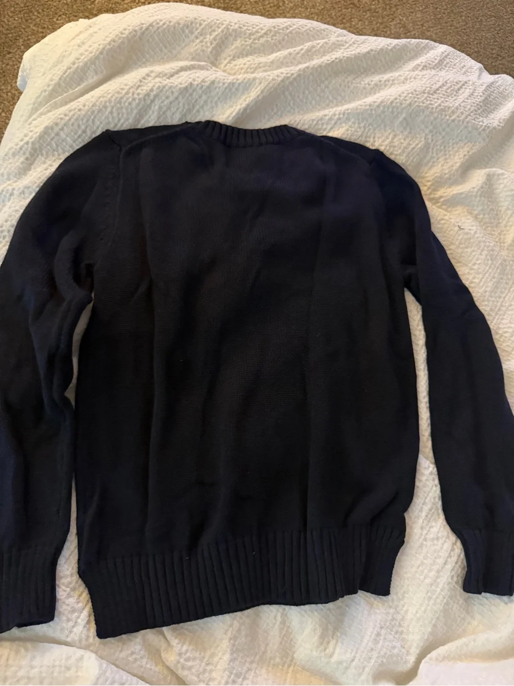 Polo by Ralph Lauren Navy Knit Bear Crewneck Sweater with Multicolor Motif